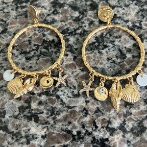 Lilly Pulitzer Gold Charm Hoop Earrings